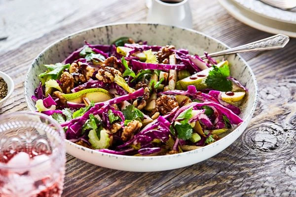 Red Cabbage, Walnut and Pear Salad